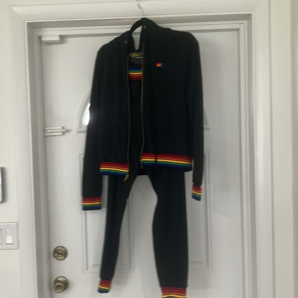 Aviator nation worn once, jacket is xs and pants are a medium.
